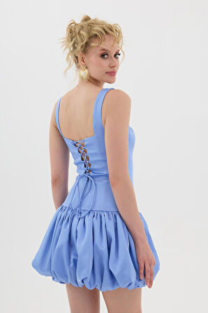 Carmen Kadın Balon Etek Saten Abiye Elbise 58514 Indigo