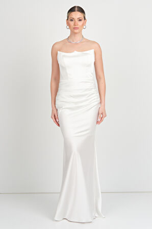 Carmen Kadın Straplez Maxi Boy Abiye Elbise 58565 Beyaz