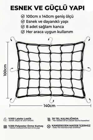 Automix Elastik Bagaj Filesi 100x140 Cm - İkili Paket