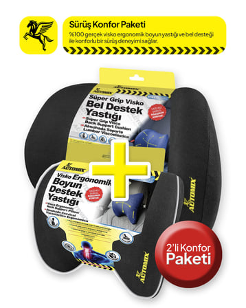Automix Süper Grip Visko Bel Desteği ve Visko Boyun Yastığı - Sürüş Konfor Paketi