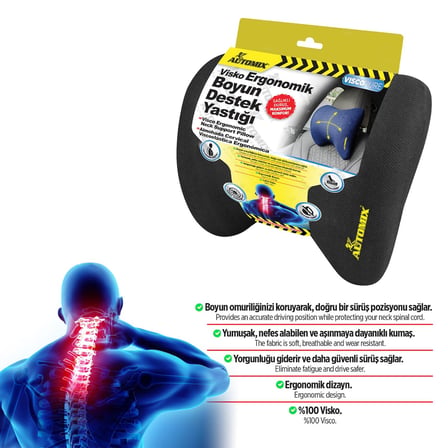Automix Süper Grip Visko Bel Desteği ve Visko Boyun Yastığı - Sürüş Konfor Paketi