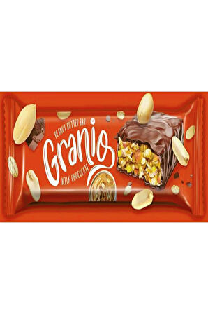 Granio Fıstıklı ve Fıstık Ezmeli Sütlü Çikolata Kaplamalı Bar 40 gr X 24 Adet