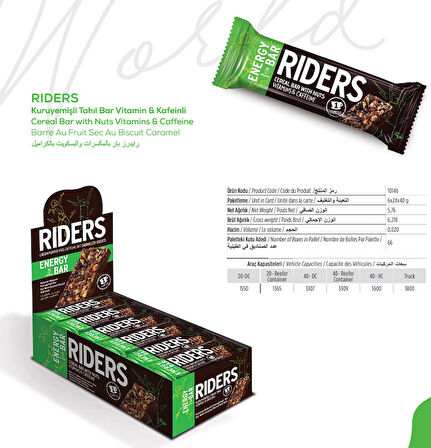 RIDERS KURUYEMİŞLİ ENERGY BAR 40GR (24 adet )