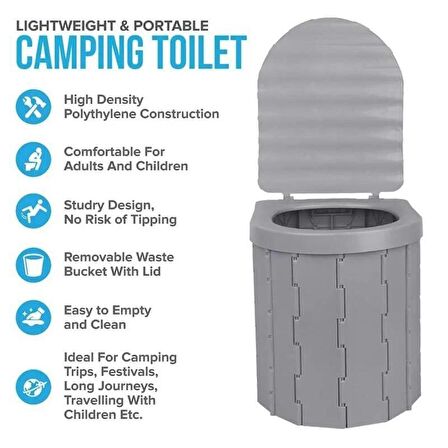 Madfox Bi-Pot Katlanır Portatif Kamp Tuvaleti [WC] GRİ