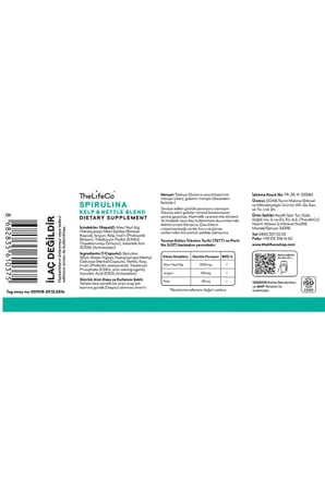 TheLifeCo Spirulina Kelp & Nettle 60 Kapsül