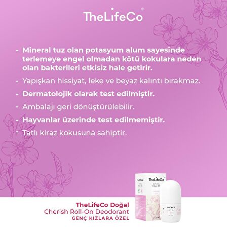 TheLifeCo Doğal Roll-on Deodorant Cherish(Teenage) 60ml x2