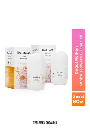 TheLifeCo Doğal Roll-On Deodorant - White Flowers (Kadın) + Cherish (Genç) 60 ml x 2 Adet