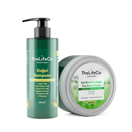 TheLifeCo Günlük Bakım - Doğal Şampuan 250 ml & Durulanmayan Doğal Saç Bakım Kremi 200 ml