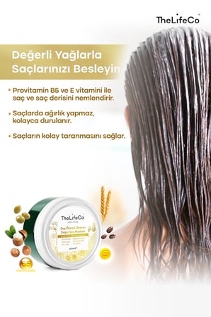 TheLifeCo HairFood Değerli Yağlar Serisi Duş Öncesi Onarıcı Doğal Saç Maskesi 200ml