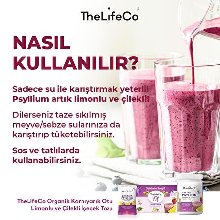 TheLifeCo Organik Karnıyarık Otu Limonlu ve Çilekli İçecek Tozu 6 gr x 7 Adet