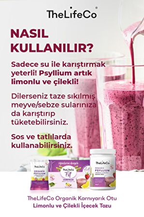 TheLifeCo Organik Karnıyarık Otu Limonlu ve Çilekli İçecek Tozu 15'li Kutu (6 gr x 15 Adet)