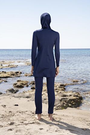 Estiva Kadın Tam Kapalı Pantolonlu Biyeli Tesettür Mayo