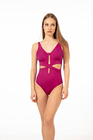 Estiva Kadın Cut Out Detaylı Çapraz Mayo - Pembe