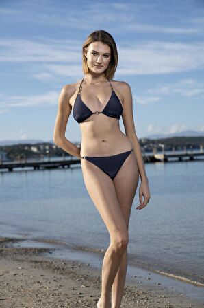 Estiva Aksesuarlı Üçgen Bikini Takımı - Lacivert