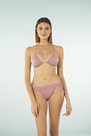 Estiva Parlak Üçgen İpli Bikini Takımı - Lila