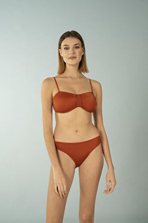 Estiva Luplu Straplez Bikini Takımı - Kiremit