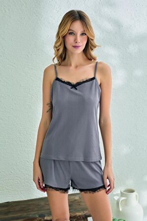 Estiva Kadın Ip Askılı Şortlu Likra Viskon Yazlık Pijama Takımı