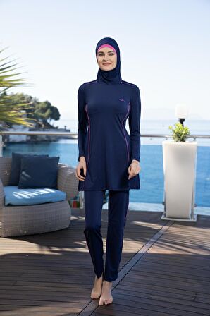 Estiva Kadın Tam Kapalı Pantolonlu Biyeli Tesettür Mayo