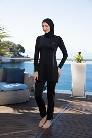 Estiva Kadın Tam Kapalı Pantolonlu Biyeli Tesettür Mayo