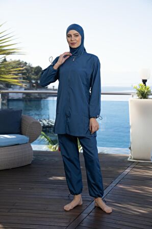 Estiva Kadın Tam Kapalı Pantolonlu Fermuarlı Tesettür Mayo