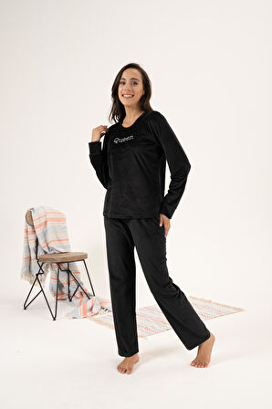 Kadın Kışlık Queen Kadife Pijama Takımı