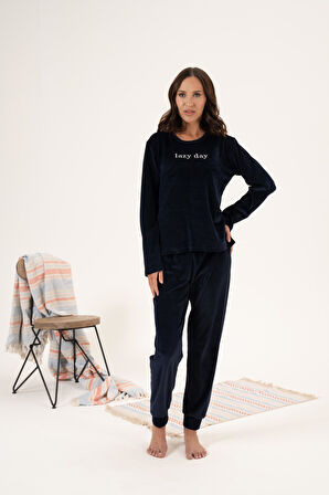 Kadın Kışlık Lazy Day Kadife Pijama Takımı