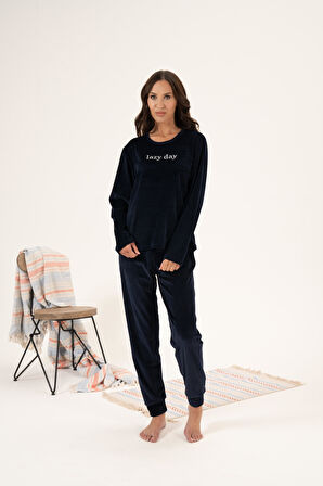 Kadın Kışlık Lazy Day Kadife Pijama Takımı