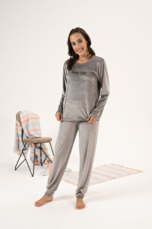 Kadın Kışlık Lazy Day Kadife Pijama Takımı