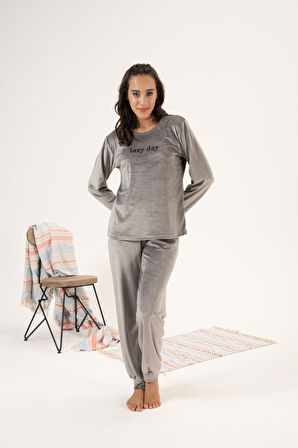 Kadın Kışlık Lazy Day Kadife Pijama Takımı