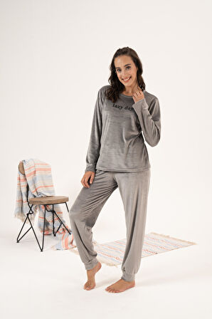 Kadın Kışlık Lazy Day Kadife Pijama Takımı