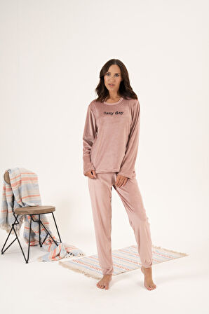 Kadın Kışlık Lazy Day Kadife Pijama Takımı
