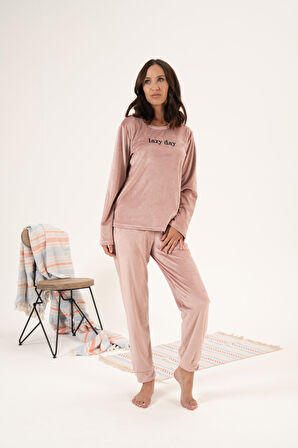Kadın Kışlık Lazy Day Kadife Pijama Takımı
