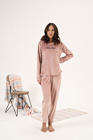 Kadın Kışlık Lazy Day Kadife Pijama Takımı