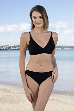 Estiva Geniş Bantlı Toparlayıcı Üçgen Bikini Takımı - Siyah