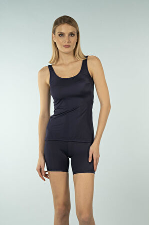 Estiva Şortlu Battal Beden Tankini Mayo - Lacivert
