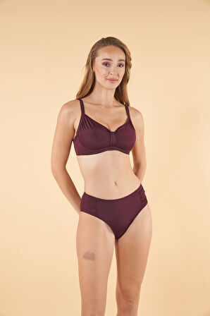 Estiva Toparlayıcı Balenli Bikini Takımı - Mürdüm