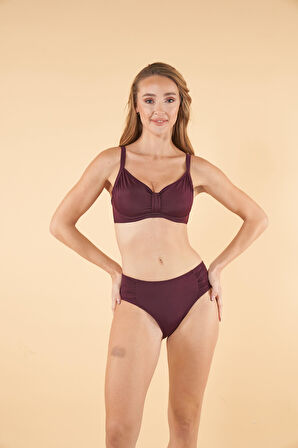 Estiva Toparlayıcı Balenli Bikini Takımı - Mürdüm