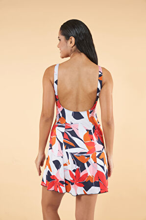 Estiva Yaprak Desenli Elbise Mayo - Turuncu