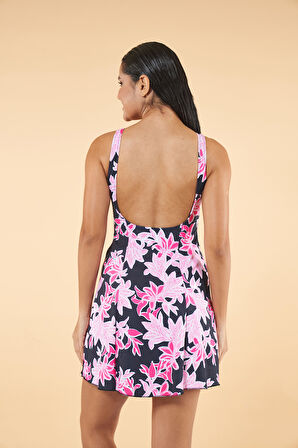 Estiva Çiçek Desenli Elbise Mayo - Pembe