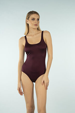 Estiva U Yaka Büyük Beden Mayo - Mürdüm