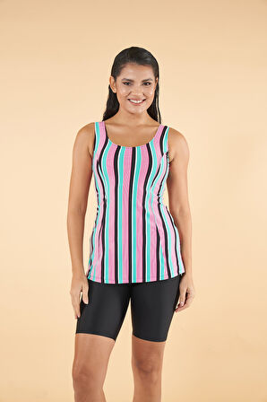 Estiva Çizgi Desenli Taytkini - Siyah