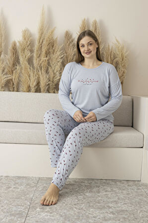 Kadın Yazlık Desenli Kısa Kollu Viskon Battal Pijama Takımı