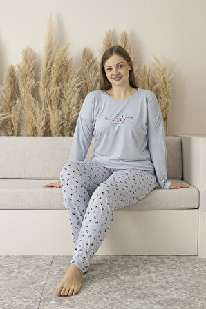 Kadın Yazlık Desenli Kısa Kollu Viskon Battal Pijama Takımı