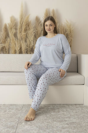 Kadın Yazlık Desenli Kısa Kollu Viskon Battal Pijama Takımı