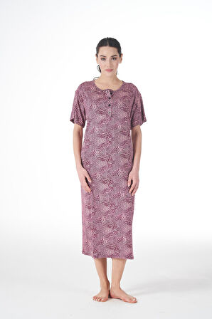 Kadın Yazlık Desenli Kısa Kollu Düğmeli Lycra Viskon Günlük Elbise