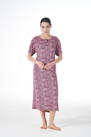 Kadın Yazlık Desenli Kısa Kollu Düğmeli Lycra Viskon Günlük Elbise