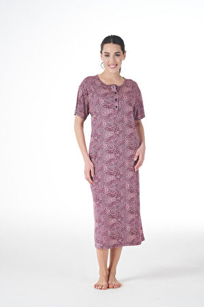 Kadın Yazlık Desenli Kısa Kollu Düğmeli Lycra Viskon Günlük Elbise