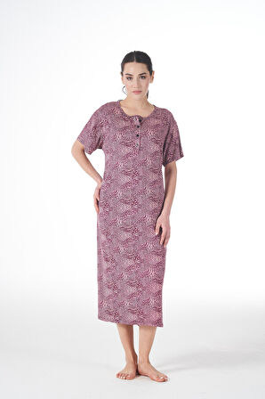 Kadın Yazlık Desenli Kısa Kollu Düğmeli Lycra Viskon Günlük Elbise