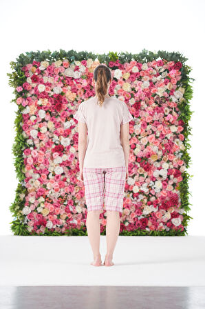 Kadın Yazlık Kareli Kısa Kollu Kaprili Viskon Pijama Takımı