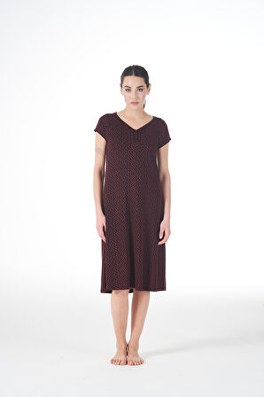 Kadın Yazlık Desenli Kısa Kollu Lycra Viskon Günlük Elbise